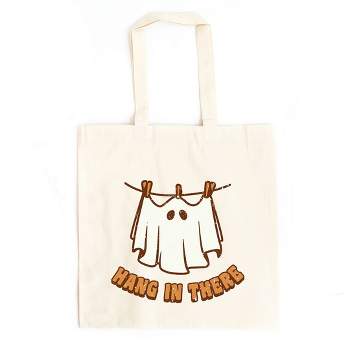 City Creek Prints Hang In There Ghost Canvas Tote Bag - 15x16 - Natural