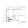 PAGED Full Size Loft Bed Simple Modern Wooden Bed Frame with Desk, Shelves, LED and Guardrail for Bedroom - 4 of 4