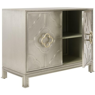 Antonella 42'' Silver Metal Chest with Quatrefoil Hardware