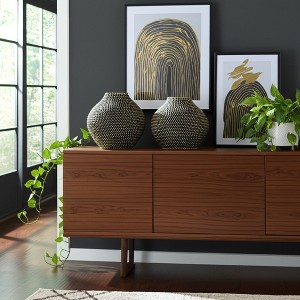 Sagebrook Home 16" Ceramic Beaded Design Vase - Contemporary Black and Gold Decorative Flower Vase for Table Centerpiece or Home or Office Decor - 1 of 4