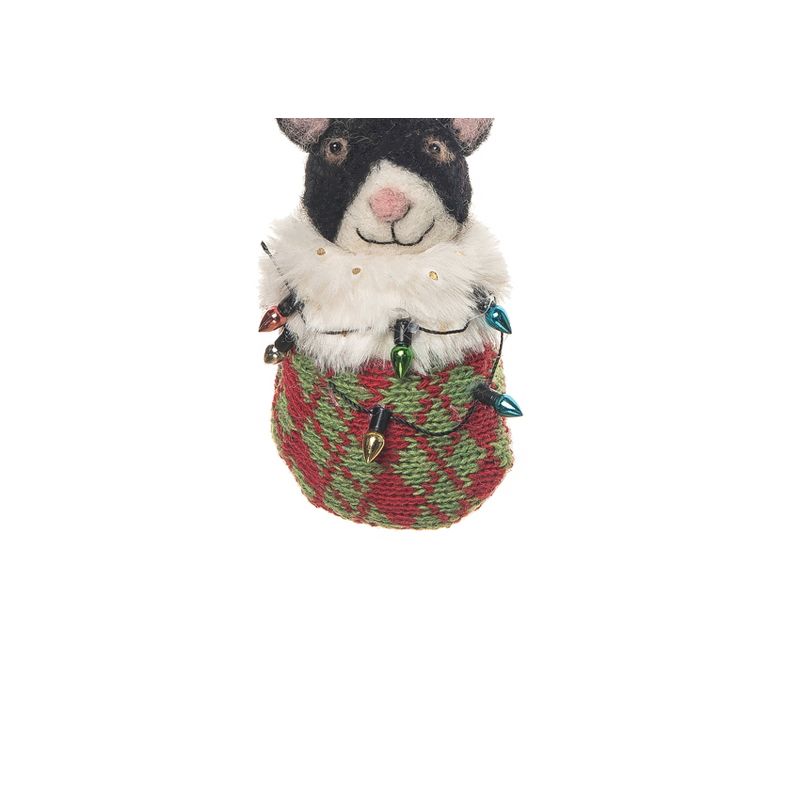 Gallerie II Mouse In Stocking W/Star Fabric Ornament, 3 of 5