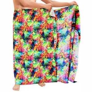 LA LEELA Men's Vacation Beachwear Lava Lava Sarongs Swimwear Cover Up Summer Long Holidays Wrap Vacation Pareo For Men One Size Multicolored, Leaf - 1 of 4