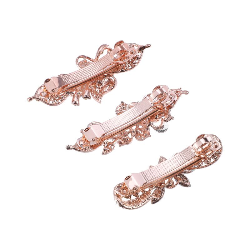 Unique Bargains 3 Pcs Hair Clips Hair Accessories for Women Hair Barrettes Sparkly Rhinestones Hairpin Pink, 5 of 7