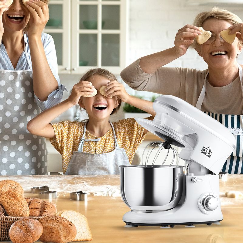HOMCOM 6 Qt Stand Mixer with 6+1P Speed, 600W and Tilt Head, Kitchen Electric Mixer with Stainless Steel Beater, Dough Hook, Whisk for Baking, 2 of 7