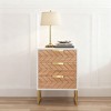 Gulches Nightstand Set of 2, Modern 3-Drawer Bedside Tables with Zig Zag Design, White Gold Side End Tables for Bedroom Livingroom - 3 of 4