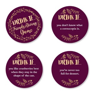 Big Dot of Happiness Drink If Game - Elegant Thankful for Friends - Friendsgiving Thanksgiving Party Game - 24 Count - 1 of 4
