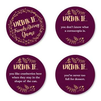 Big Dot of Happiness Drink If Game - Elegant Thankful for Friends - Friendsgiving Thanksgiving Party Game - 24 Count