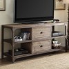 60.5" Wood Veneer TV Stand with 4 Shelves, 2 Drawers and Iron Frame for Living Room and Bedroom - 2 of 4