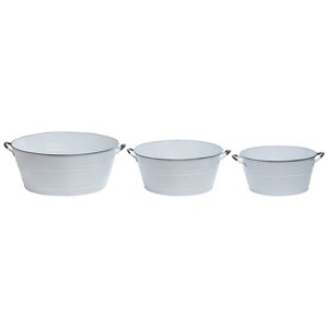 VIP Wood 13.25 in. White Round Enamel Tubs Set of 3 - 1 of 2
