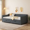 Twin/Full Size Upholstered Tufted Daybed with 2 Storage Drawers/Trundle and Button on Back and Piping on Waved Shape Arms, 4Q -ModernLuxe - 2 of 4