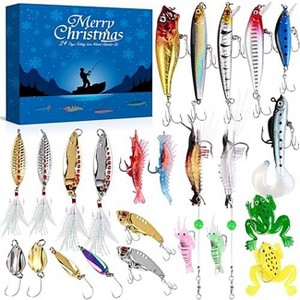 Aoibox Fishing Advent Calendar 2025 24 Piece Lure Set for Adults and Teens Includes Soft Hard Spoon Lures for Freshwater Saltwater - 1 of 4