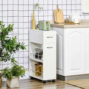 Resenkos 3-Tier Slim Rolling Cart for Tight Spaces in Kitchen or Bathroom White - 1 of 4
