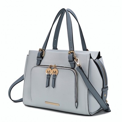 MKF Collection Elise Vegan Leather Color-block Women’s Satchel Bag by Mia K - Light Blue-Denim
