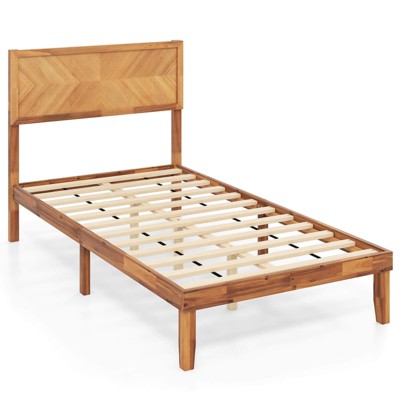 Infans Twin Size Bed Frame w/Headboard Wooden Slats Support 9" Under-bed Storage Space