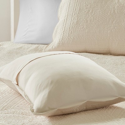 Beige King Microfiber Reversible Quilt Set with Scalloped Edges