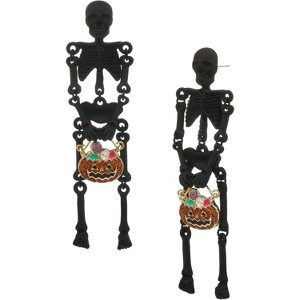 Funny Spooky Halloween Dangle Earrings for Women - Ghost, Skull, Pumpkin, Witch, Skeleton & Poison Bottle Design - 1 of 4