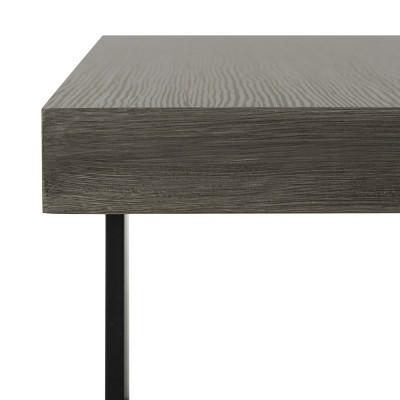 Transitional Square Wood and Metal Coffee Table in Brown/Gray
