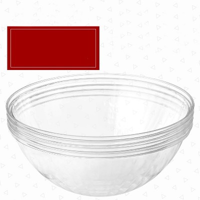 Clear Round Plastic Serving Bowls, 150 Oz, 4 Pack
