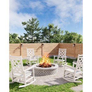 TROPOW Outdoor Rocking Chair, All Weather HDPE Plastic Patio Rocker Chair with Wide Armrests, Classic Fire Pit Chair for Porch, Deck, Lawn, Garde - 1 of 4