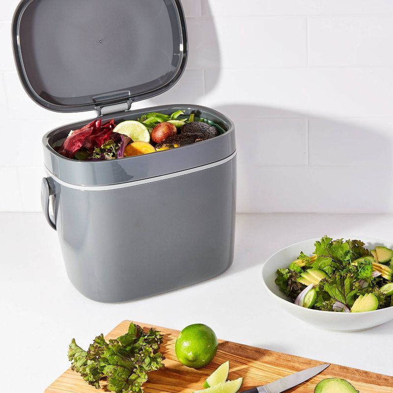 OXO 1.75g Plastic Easy Clean Compost Bin Gray, 4 of 8