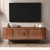 55 in. Modern TV Console Table/Stand with Storage Compartment and Sliding Door, Media Console with Storage, Walnut color - 3 of 4