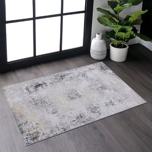 Okak Simple Gray Design Chenille Large Washable Area Rug for Living Room,Bedroom,All Size Indoor Non-slip Rug - 1 of 4