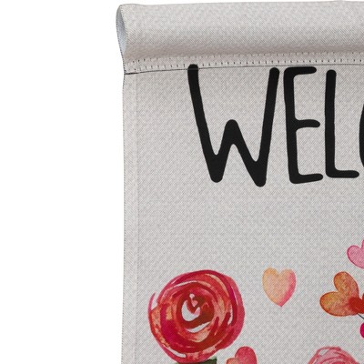 Red and Pink Polyester Valentine's Day Welcome Garden Flag