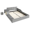 TIRAMISUBEST Full/Queen Size Upholstered Grounded Bed, Velvet Platform Bed Mother & Child Bed with Bedside Desk and Little Round Stool - 3 of 4