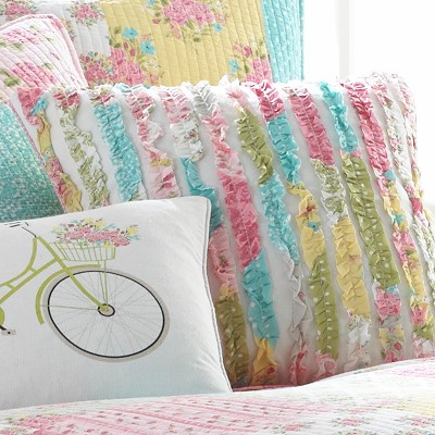 Pastel Ruffled Cotton Kids Decorative Pillow 18x18