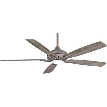 60" Minka Aire Modern Indoor Ceiling Fan with LED Light Remote Control Burnished Nickel Savannah Gray for Living Room Kitchen Home