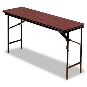 Iceberg OfficeWorks Commercial Wood-Laminate Folding Table, Rectangular, 72" x 18" x 29", Mahogany - 1 of 2