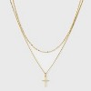 Beloved + Inspired 14K Gold Dipped Cross Pendant Necklace Set 2pc - Gold: Brass Multi-Strand, Lobster Clasp - 3 of 4