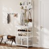 Coat Rack Shoe Storage 72.8in White Hall Tree with Doors Narrow Coat Tree Shoe Shelf Organizer with 7 Hooks for Entryway Bedroom and Mudroom - 2 of 4