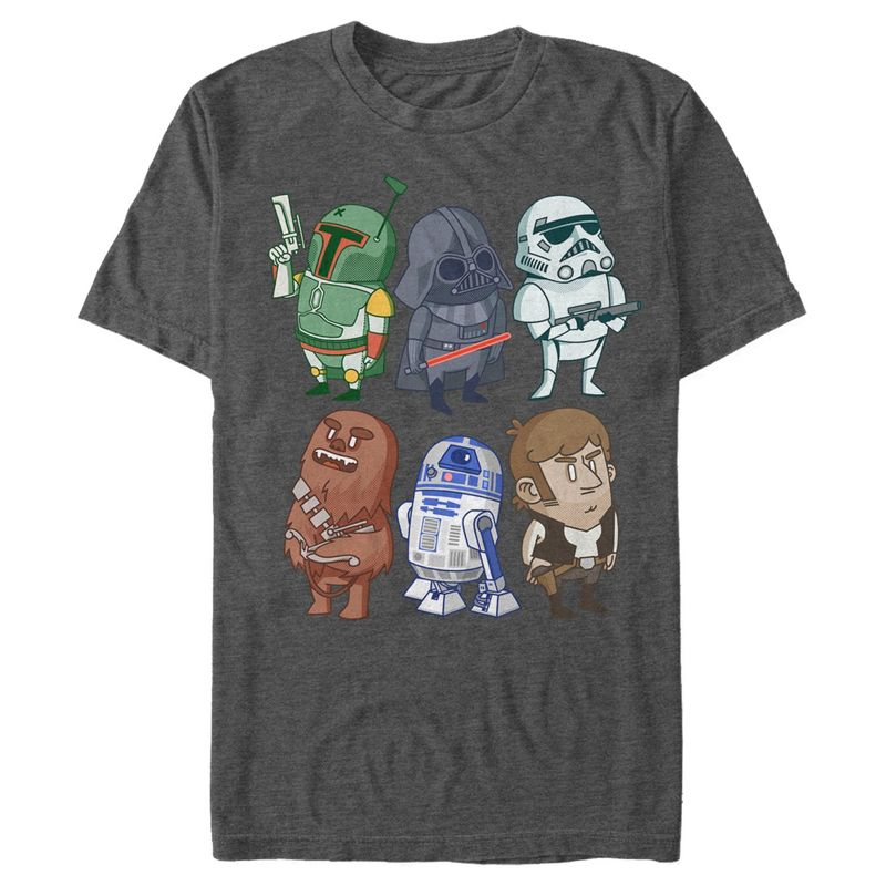 Men's Star Wars Doodle Character Grid T-Shirt, 1 of 5