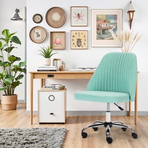 IULULU Office Desk Chair, Modern Cute Rolling Vanity Swivel Task Chairs with Wheels, Comfortable Back Seat Armless - 1 of 4