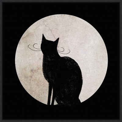 22" x 22" Mystic Moon I Cat by Victoria Borges Framed Wall Canvas - Amanti Art