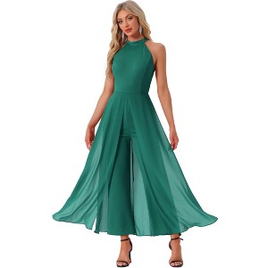 INSPIRE CHIC Women's Sleeveless Halter Neck Elegant Wedding Cocktail Dressy Jumpsuits - 1 of 4