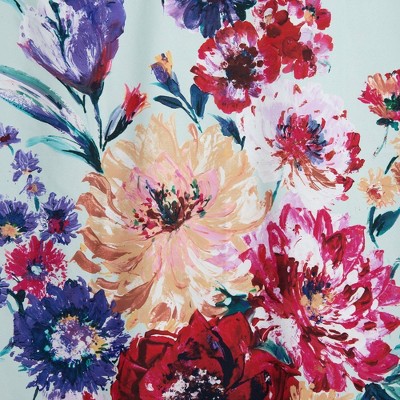 Summer Garden Green Multi Floral Microfiber Shower Curtain