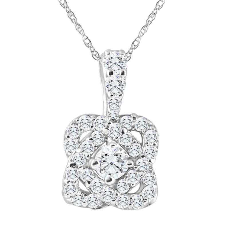 Pompeii3 3/4ct Diamond Infinity Intertwined Love Pendant 14K White Gold Necklace, 1 of 5