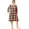Agnes Orinda Women's Plus Size Comfortable Plaid V-Neck Lounge Nightgowns - 3 of 4