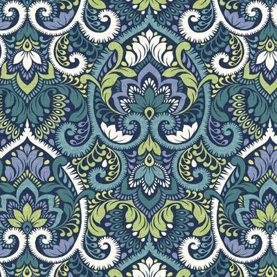 Sapphire Aurora Blue Damask