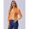 Allegra K Women's Point Collar Long Button Sleeve Button Down Floral Shirt - 2 of 4