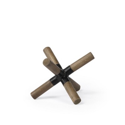 HomeRoots 5" Brown Metal And Wood Modern Abstract Tabletop Sculpture