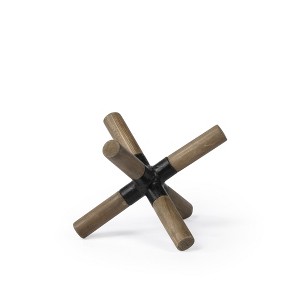 HomeRoots 5" Brown Metal And Wood Modern Abstract Tabletop Sculpture - 1 of 4
