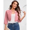 Coolmee Women Crew Neck Chest Smocked Long Sleeve Cardigan Knit Tops Cropped Open Front Shrug Tops - 2 of 4