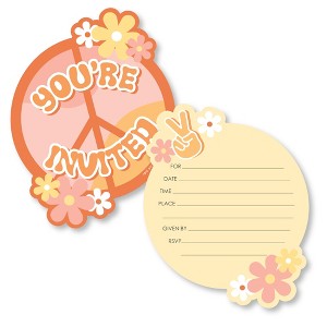 Big Dot of Happiness Stay Groovy - Shaped Fill-In Invitations - Boho Hippie Party Invitation Cards with Envelopes - Set of 12 - 1 of 4
