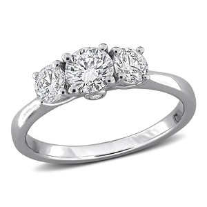 CREATED FOREVER | Sterling Silver 1.03 CT TW Lab-Grown Diamond 3-Stone Engagement Ring - 1 of 4