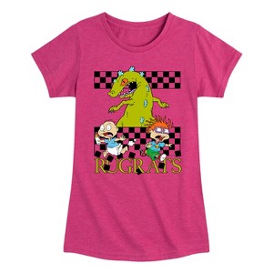 Girls' - Rugrats - Reptar Checkers Fitted Short Sleeve Graphic T-Shirt - 1 of 4