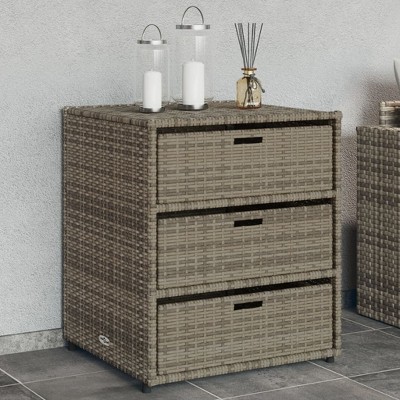 vidaXL Patio Storage Cabinet Gray 21.7 in.x23.2 in.x27.2 in. Poly Rattan