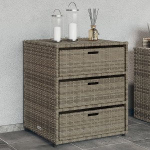 vidaXL Patio Storage Cabinet Gray 21.7 in.x23.2 in.x27.2 in. Poly Rattan - 1 of 4